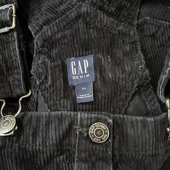 GAP Black Corduroy Button Up Corduroy Overalls Dress Kids Girls XS - Picture 4 of 4